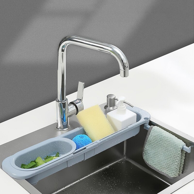 Teleskop Sink Drain Korb Küche Werkzeug Lagerung Regal Multifunktionale Waschbecken Filter Kunststoff Küche Ablassen Sieb Obst Halter