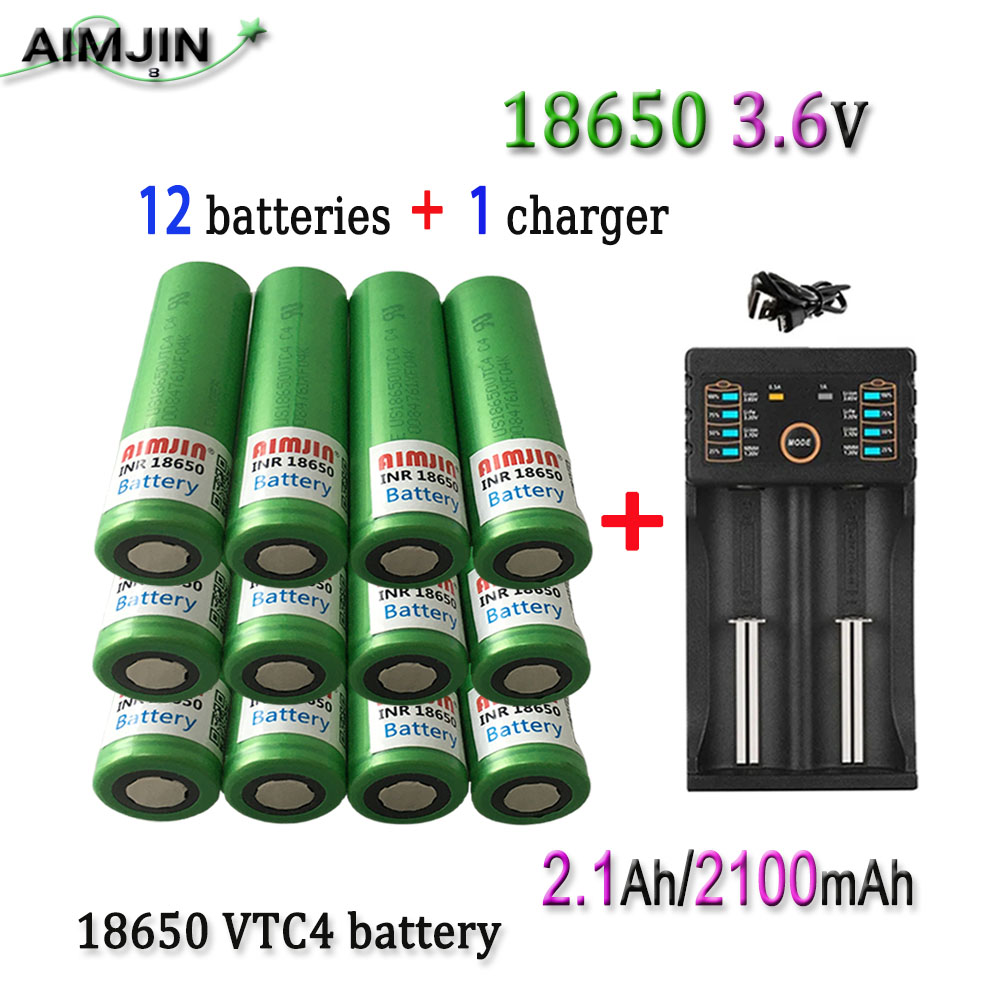 Original 3.6V 2100mAh 18650 Battery For Us 18650 VTC4 30A Toys Tools Flashlight Battery: light green