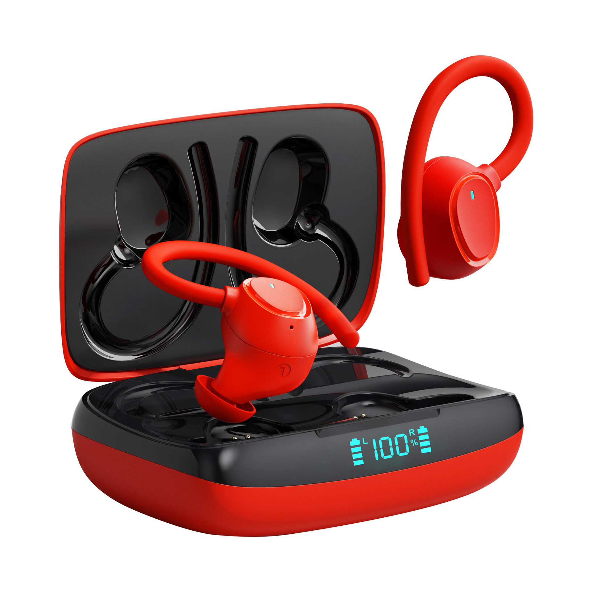 Wireless Headphones Touch Control Sports Waterproof Bluetooth Earphone HiFi 9D Bass Stereo Earphone Headset With Microphone: Red