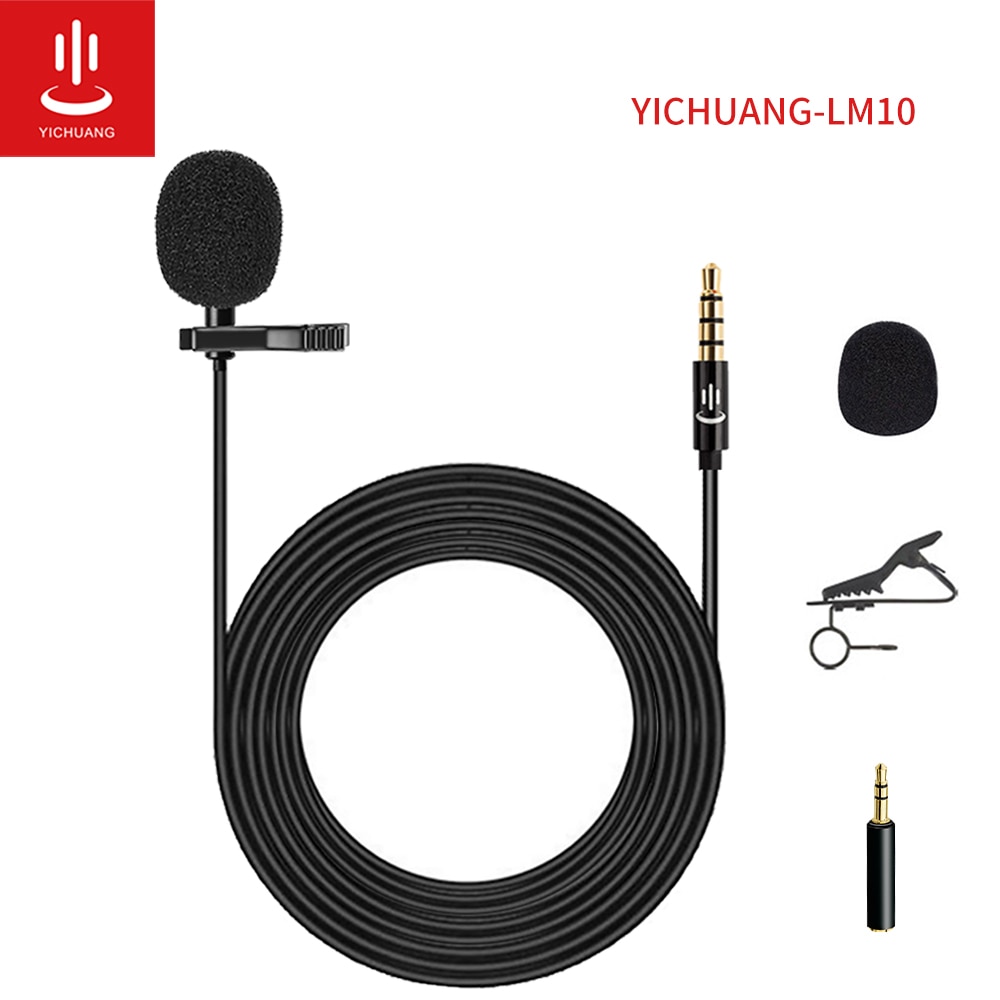 YICHUANG 3.5mm plug Microphone lavalier microfono YC-LM10 for recording Android Vlog Mic DSLR Camcorder Recorder