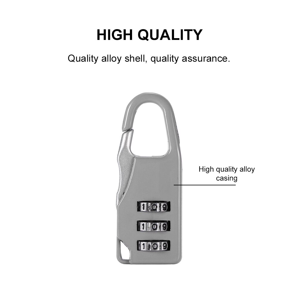 3 Dial Digit Password Combination Padlock Suitcase Mini Coded Keyed Anti-Theft Locks Multi Colors Safe Metal Code Lock