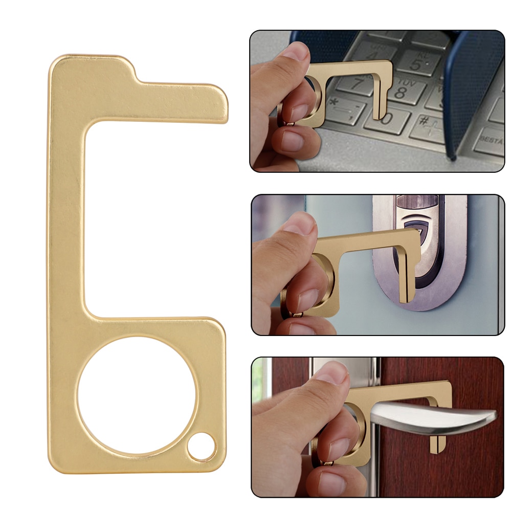 Antimicrobial Alloy EDC Door Opener Portable Press Elevator Tool Door Handle Key