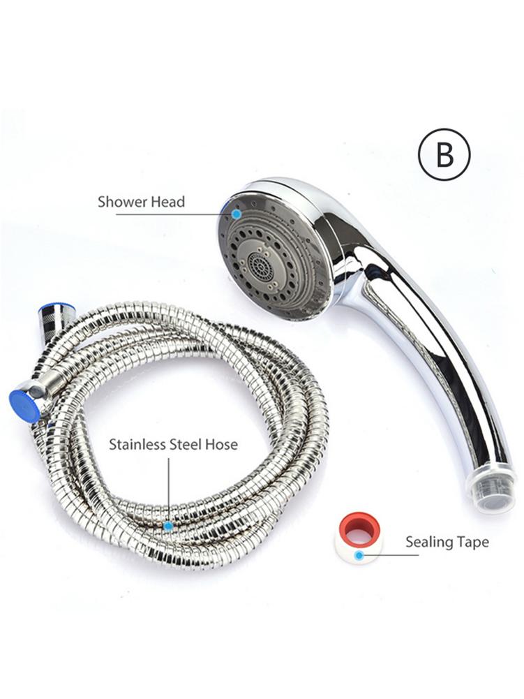 7- modus munnstykke dusjhode dusj sprøyte håndholdt regnstråle sprøyte dusjhode høytrykk med rør kraftig massasjebad: B