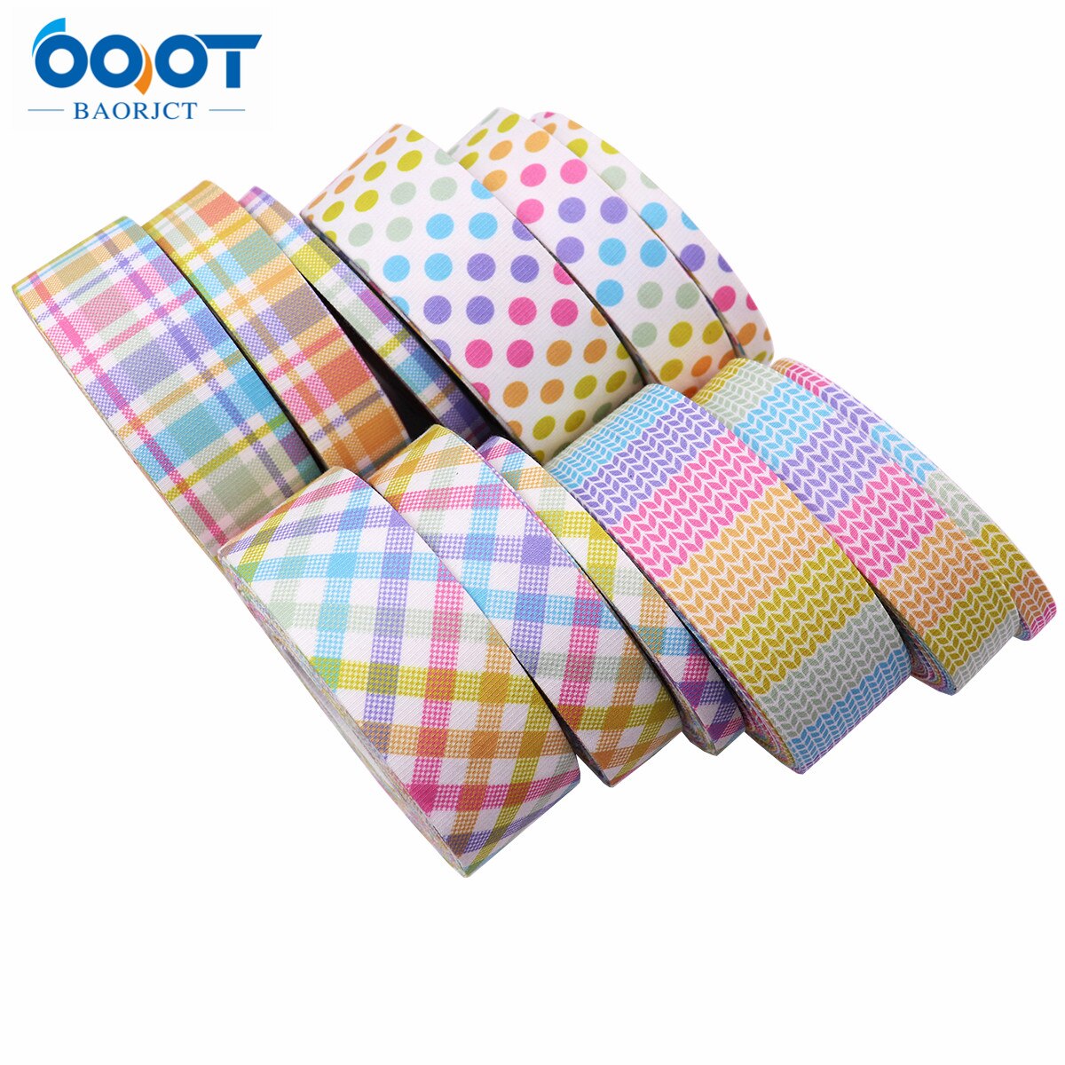 Double-Sided Geometry Thicken Cloth Ribbon 5Yards 211227-9 Multi-size DIY Hairclip Apparel Accessories And Sewing Decorations