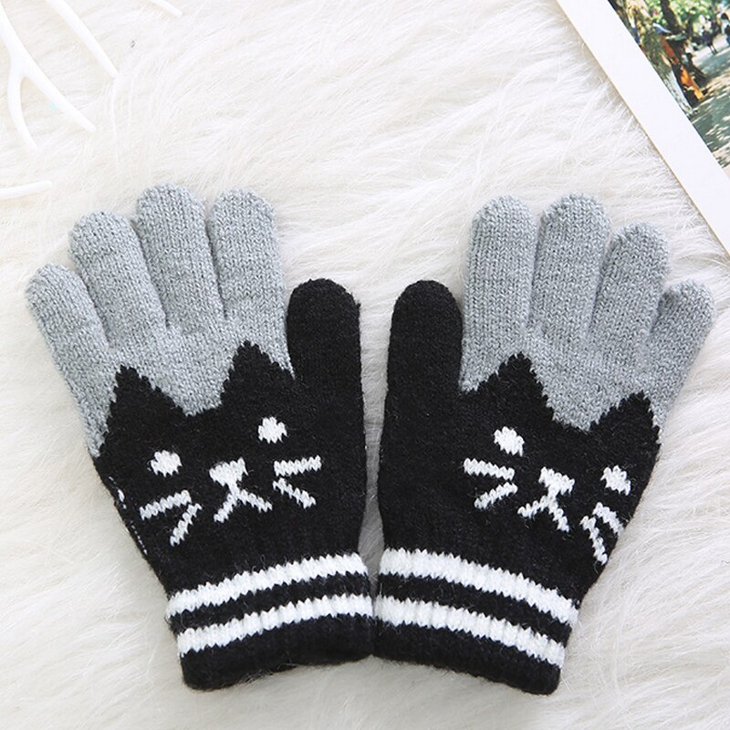 Neue Art freundlicher Winter Warme Dicke Handschuhe Baby Mädchen Jungen Kleinkind Magie Fäustlinge Nachahmung Kaschmir Niedlich Baby Handschuhe 4-8Y: Schwarz