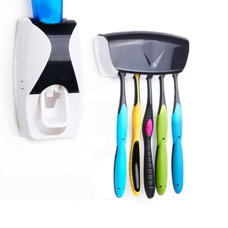 Automatische Tandpasta Dispenser Tandenborstelhouder Set Wandmontage Tandenborstel Rack Tandpasta Knijper Badkamer Accessoires