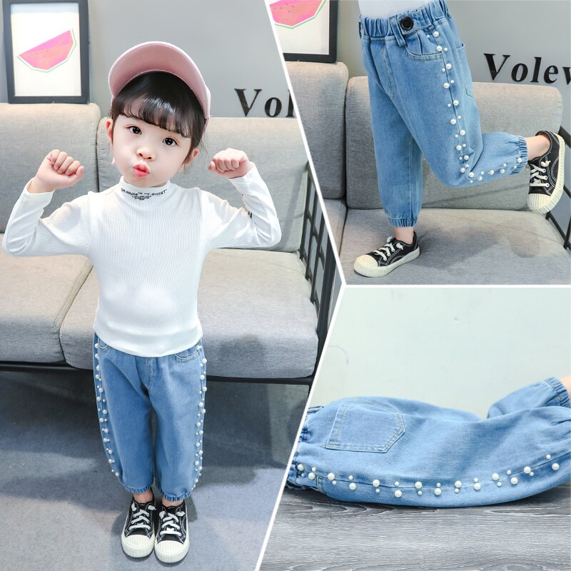 Kinderkleding Meisjes Herfst Katoenen Broek Kinderen Casual Jeans Leggings Blauw Kleur Vrouwelijke Kind Ster Gat Broek Potlood Broek