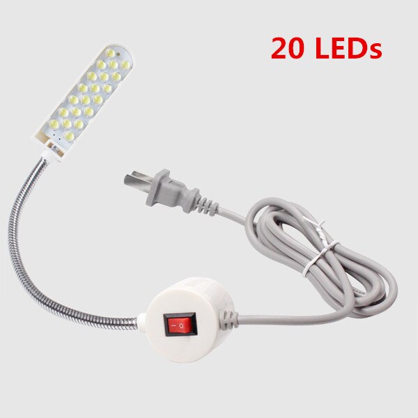 Super lys bærbar symaskinelampe magnetisk monteringssokkel svanehalslampe til al symaskinebelysning 110v 220v: 20 lysdioder / Eu 220v
