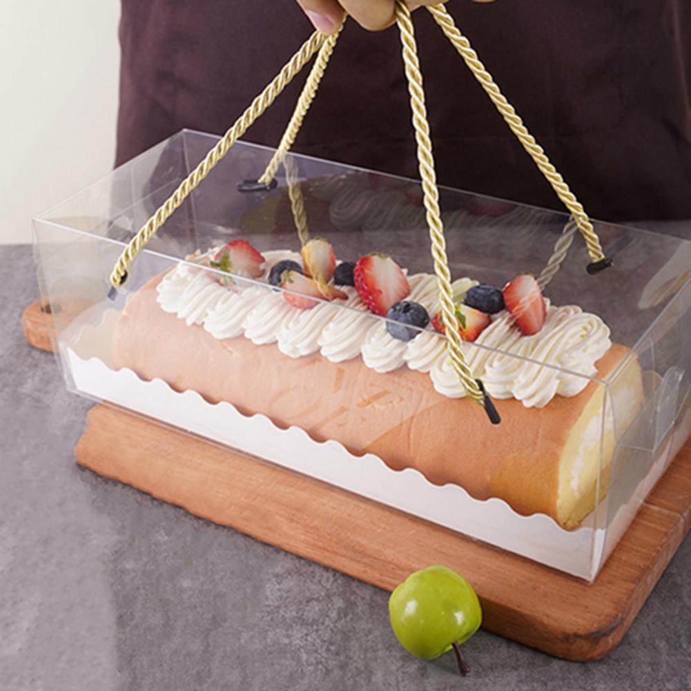 10Pcs Transparent Cake Boxes Durable Lightweight Transparent Cake Swiss Roll Bags for Home Bakery Kitchen