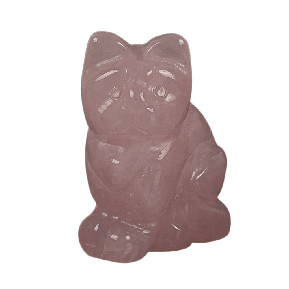 Jade chat porte-bonheur décoration de la maison | Chaton naturel, cristal de spar fluoré, pierres de traitement artisanales pures sculptées à la main: A