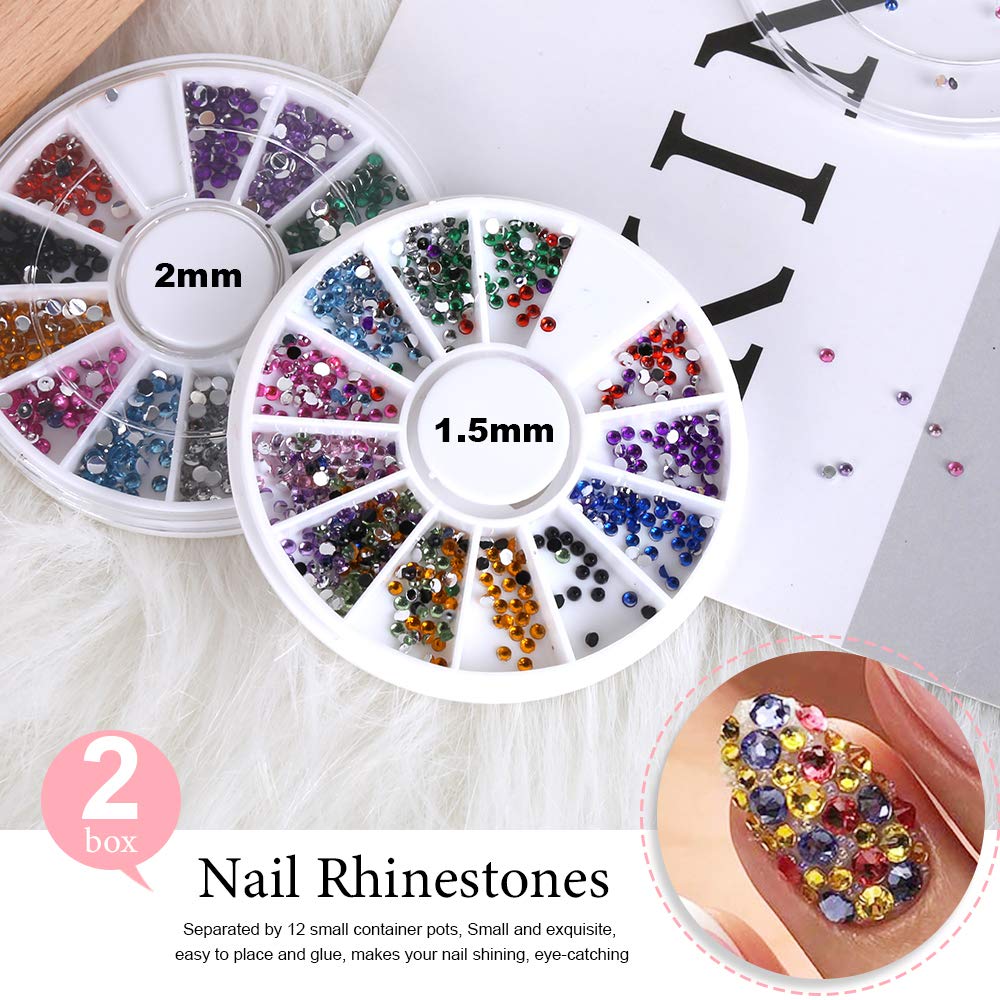 Nail Art Set Gel Brush Dotting Pen Glitter Polish Rhinestones Striping Tape Stickers Accessories Tools Kit Decorations