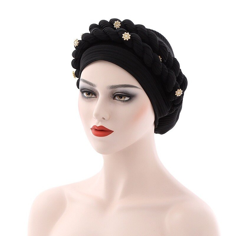 Ready to Wear Aso Oke Gele Turban Woven Messy Linen Crumpled Twist Braid Muslim Hat Robe Africain Headgear Headties Bonnets