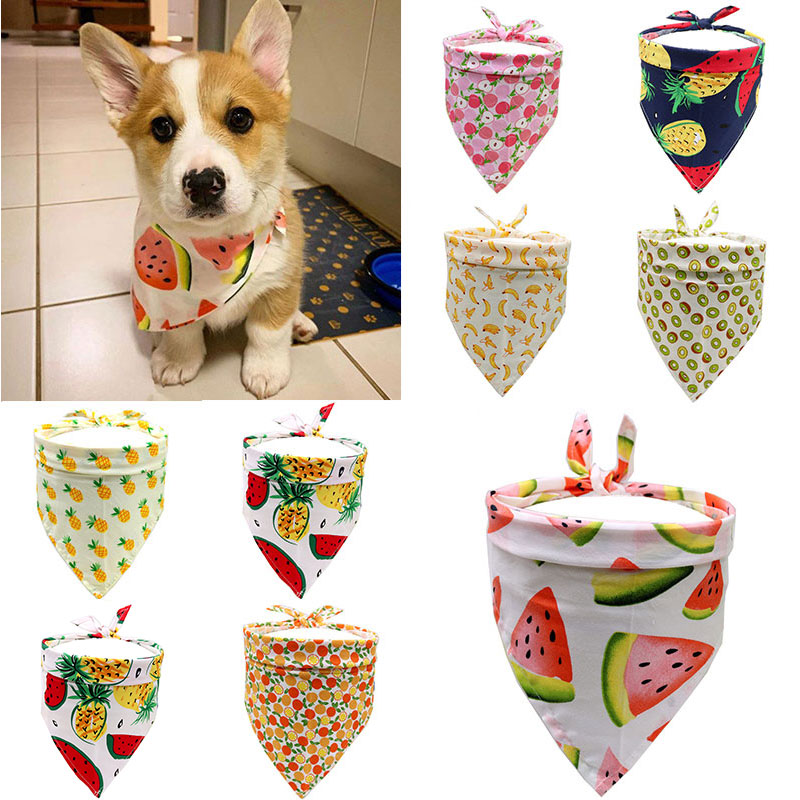 ananas frukt skrive ut kjæledyr hund bandana liten hund katt skjerf justerbar bomull hund valp fersken sommer kjæledyr hund stell tilbehør