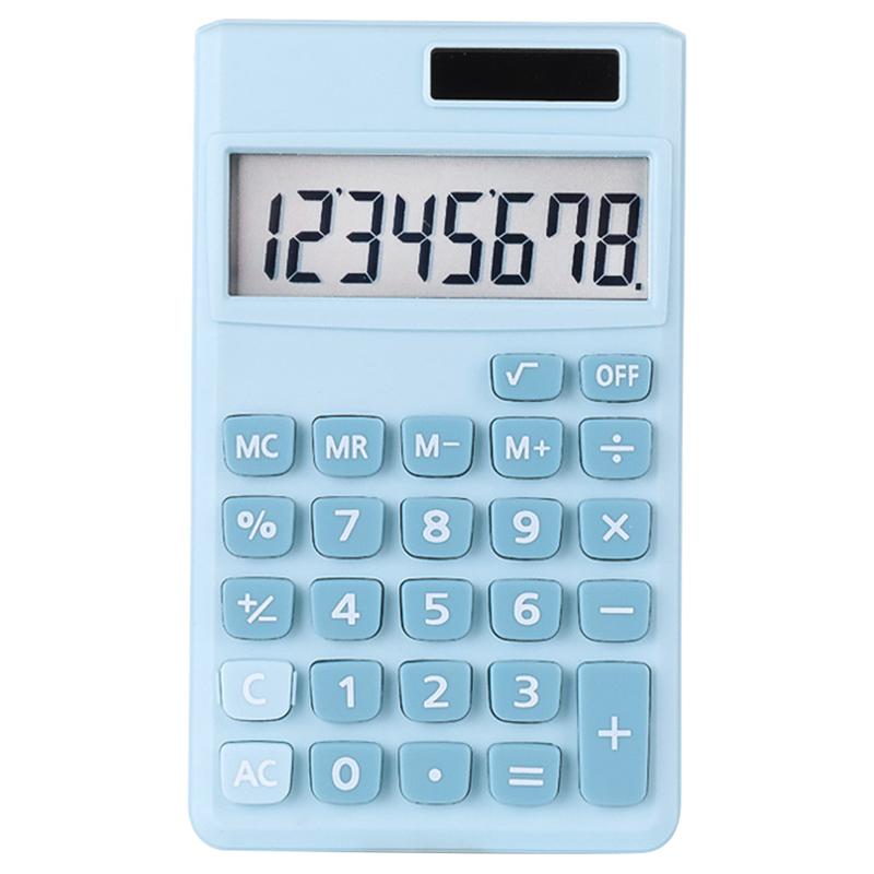 School Student Calculator Solar Powered Calculator Office Working Supply: Sky-blue