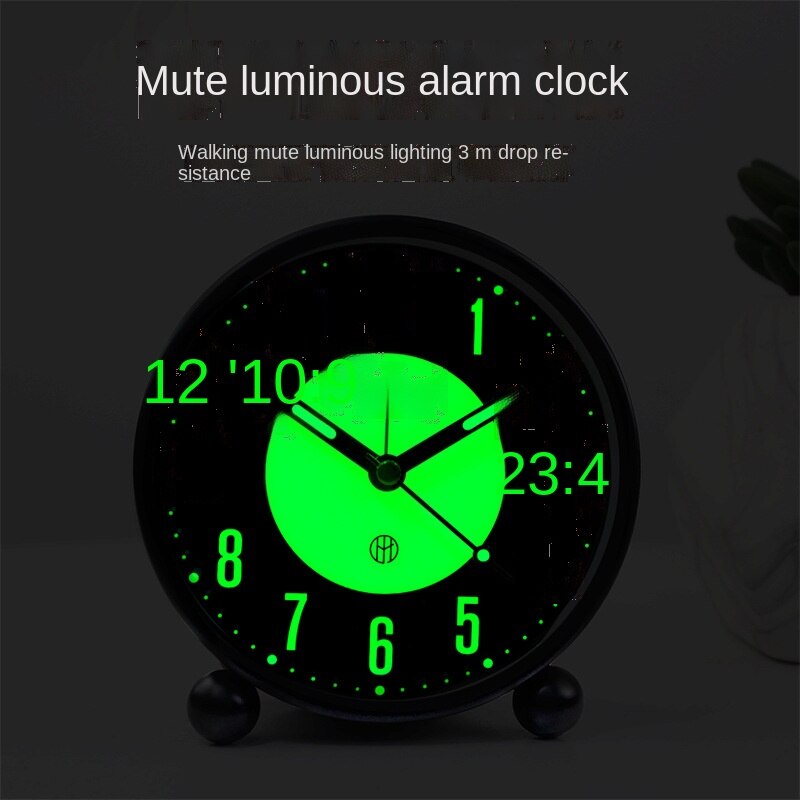 Modern Simple Circular 4-inch Luminous Alarm Clock Home Silent Scanning Night Light Desk Clock