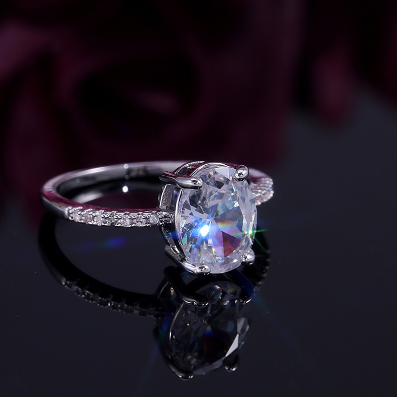 Huitan Klassieke Vier-Klauw Engagement Wedding Midi Ringen Voor Vrouwen Met Solitaire Oval Cubic Zircon Stone Sieraden Ringen