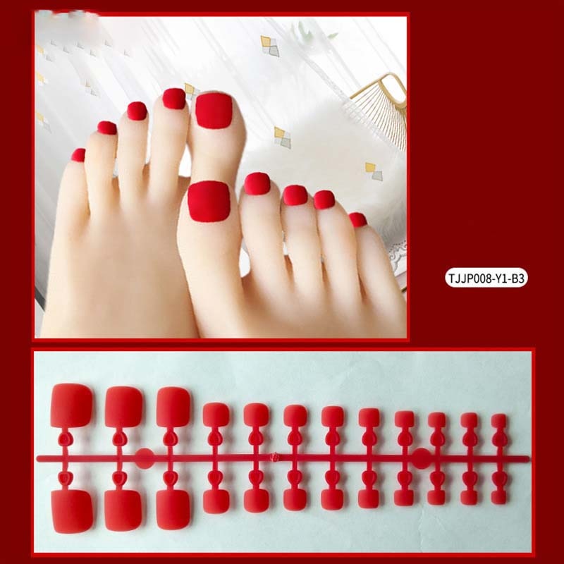 24 st tånaglar lösnaglar tryck på nageln fransk stil godis tå naglar tips konst dekor nagelkonst med lim manikyr