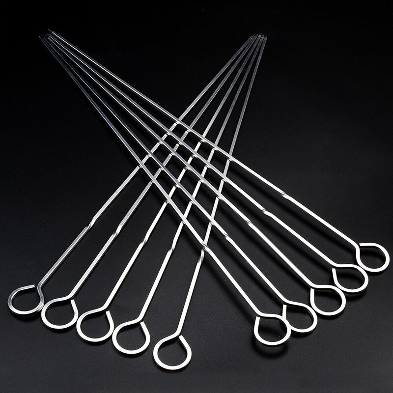 10 stk 38cm 15in lange grillspyd sæt kogeværktøj metal grillspyd firkantede grillpinde shish kabob spyd bbq grillnåle