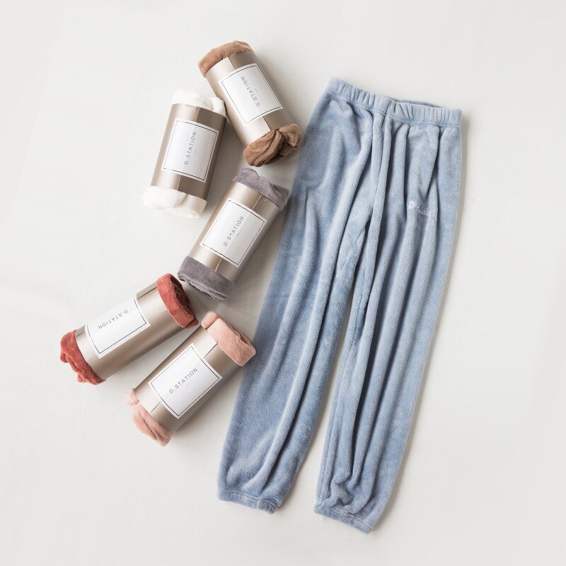 Korallen Samt schlaf hosen frauen Winter Schlafanzug Schlauch lässig weiche warme homewear hosen verlieren schlaf boden