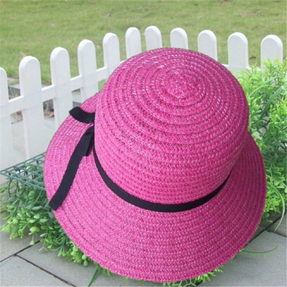 Hat floppy foldbar dame damer strå strandsol sommerhat beige bred skygge