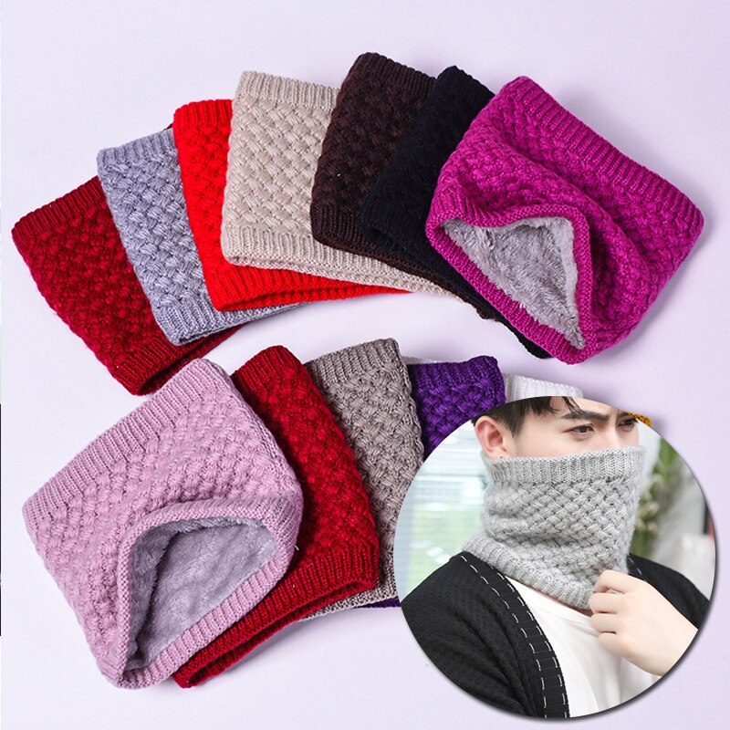 Sjaal Winter Vrouwen Mannen Solid Breien Kraag Dikke Warme Velveted Ringen Sjaals Allmatch Uitlaat