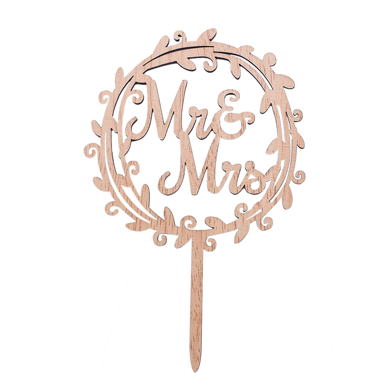 Pop Wedding Cake Topper Mr & Mrs Bridal Shower Wedding Anniversary Party Decorations Wooden Bride Groom Cake Decorating Tools