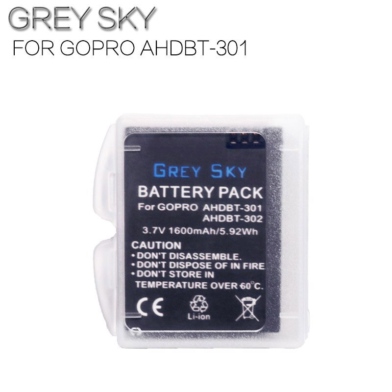 1600mAh AHDBT-301 Battery for Go Pro Hero 3 3+ gopro3 gopro 3 Hero3 Battery Black Edition White Silver Edition HD camera