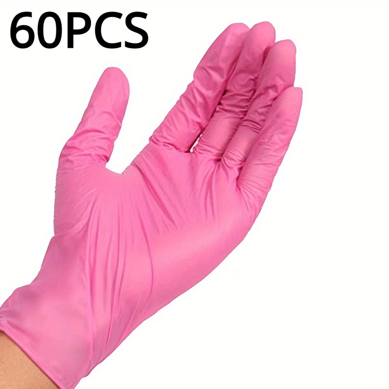 XS/S/M/L guantes de nitrilo rosa guantes desechables para el hogar elástico sin látex impermeable duradero herramienta de limpieza multifuncional: S / Rojo