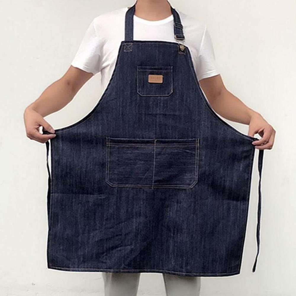Practical Antifouling Denim Apron with Pocket for Working: Default Title