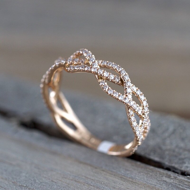Anillos CC para mujer, joyería clásica, Circonia cúbica, Color oro rosa, bisutería nupcial para boda, accesorios para mujer, CC2342