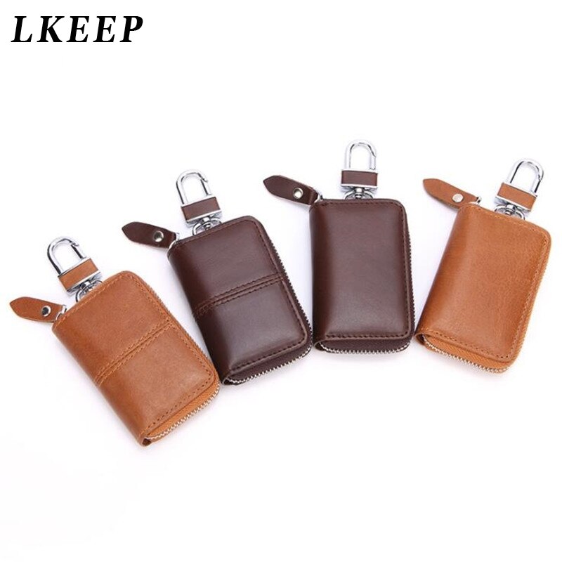 Pu lederen autosleutel portemonnees heren sleutelhouder huishoudster sleutels organizer dames sleutelhanger hoes rits sleutel etui tas portemonnee
