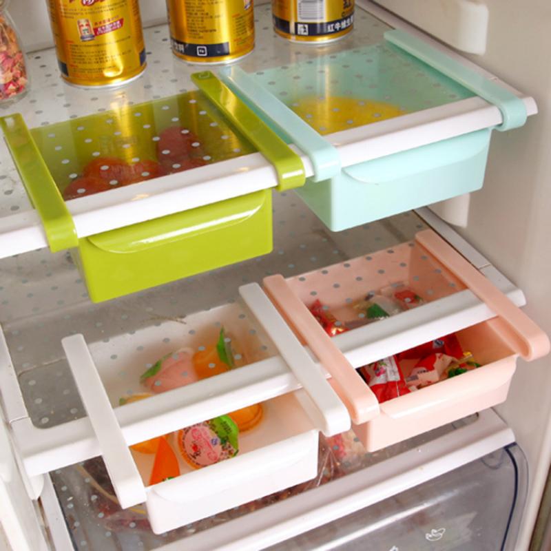 Slide Kitchen Fridge Organizer Freezer Storage Rack Space Saver for Refigerator Drawer Shelf Fruit Snack Container Holder