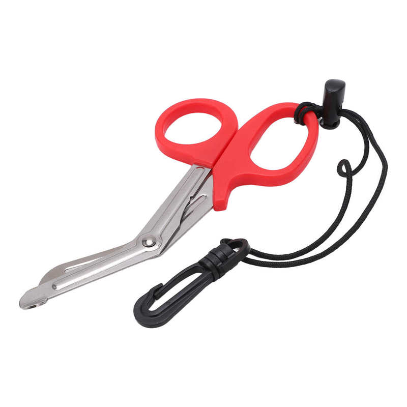 Diving Shears Safety Diving Scissors Stainless Steel Diver Shears with Lanyard and Buckle Diving Accessories: Red