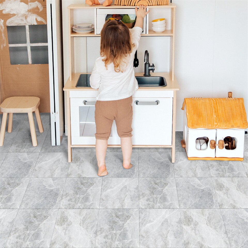 4 stk/sett grå marmor fliser klistremerker for kjøkken backsplash bad vegg gulv dekor tapet skrell &amp; stick vinyl dekorativ film