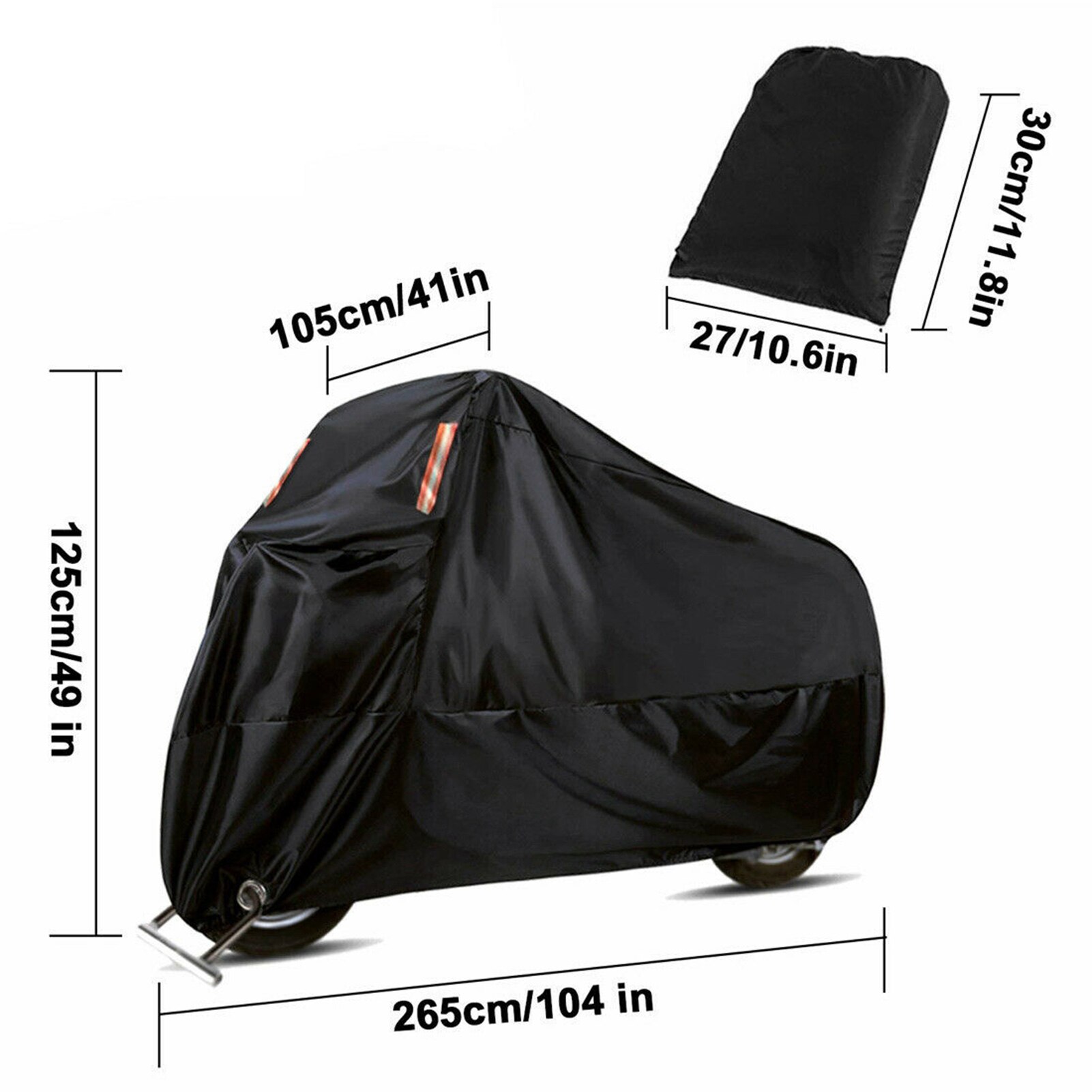 Black Motorcycle Cover Waterproof Heavy Duty Outside Storage Snowproof Rainproof