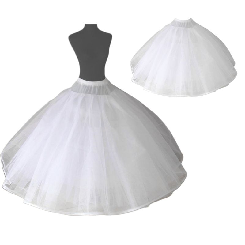 Mujer 8 capas tul vestido de novia enaguas vestido de novia sin anillos noche Prom crinolina medio resbalón inflado Underskirt