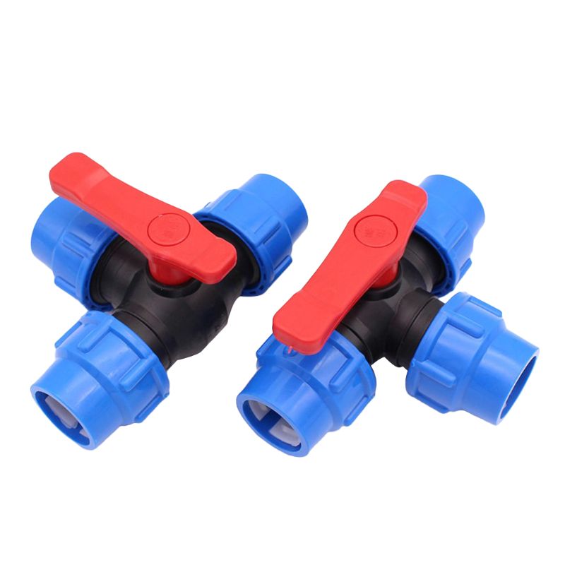 PE three-way quick connect valve plastic valve T-type valve inner diameter 20/25/32mm quick connect plastic three-way valve