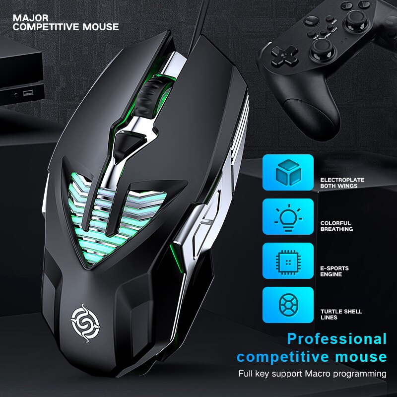 Competitive Gaming Mouse Usb 6 Button Macro Definition Metal Mouse Desktop Notebook Mouse