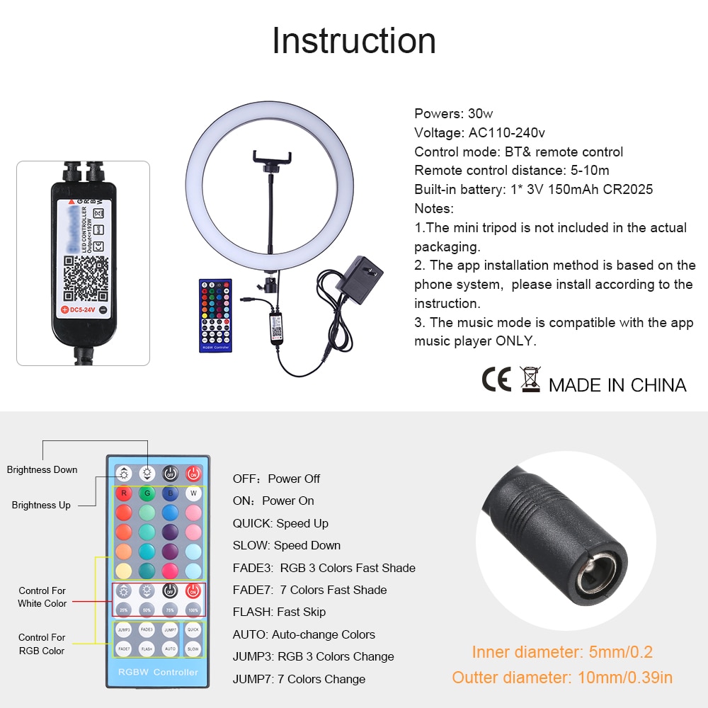 LED Video Ring Licht Lamp BT Verbinding Afstandsbediening Helderheid Aanpassing fotografie verlichting voor Netwerk Broadcast Selfie