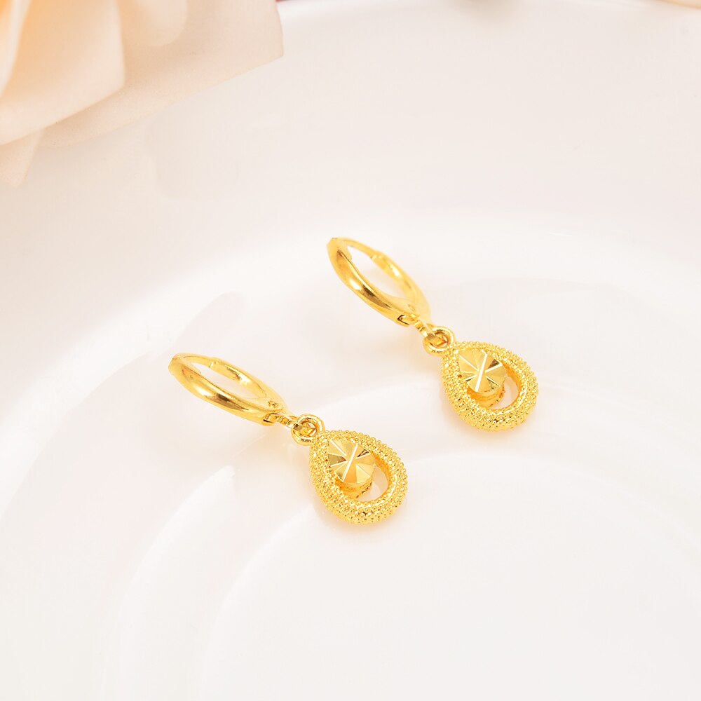 Hearts Earrings 22K 23K 24K Thai Baht Yellow Gold GP Jewelry Women