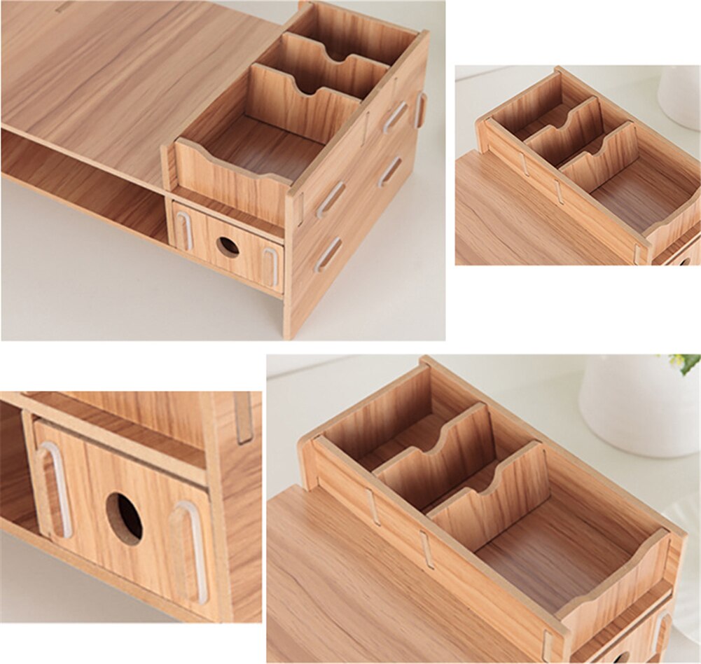 48cm Desktop Monitor Stand Computer Screen Riser Wood Shelf Plinth Strong Laptop Stand Desk Holder For Notebook TV