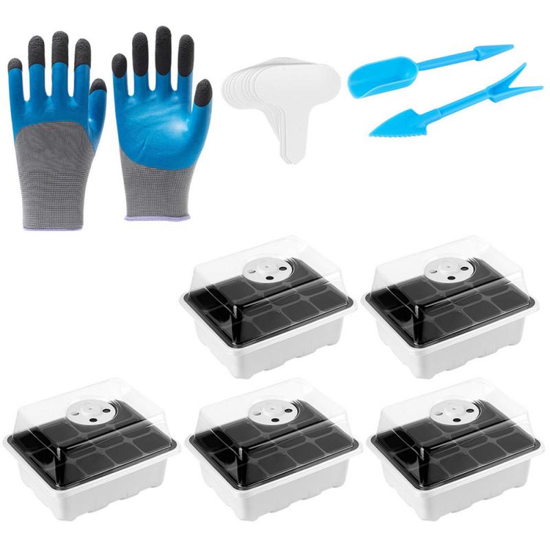 Garden Seedling Planting Pot And Flower Trough 12 Grid Seed Starter Tray Set Reusable Transparent Germination Box Nursery Pot: 8-piece set