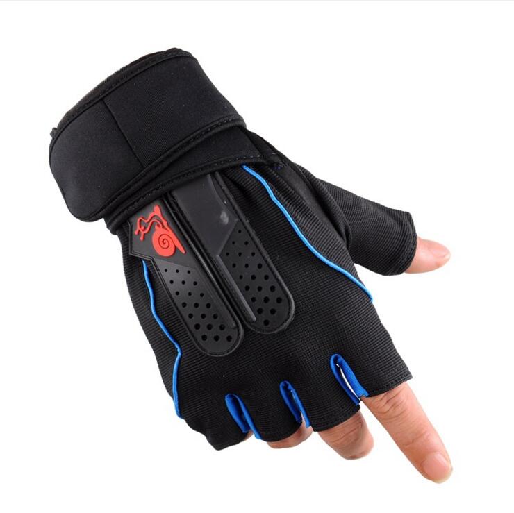 MOGEBIKE Cycling Anti-slip Anti-sweat Men Women Half Finger Gloves Breathable Anti-shock Sports Gloves MTB Bike Bicycle Glove: Blue / M