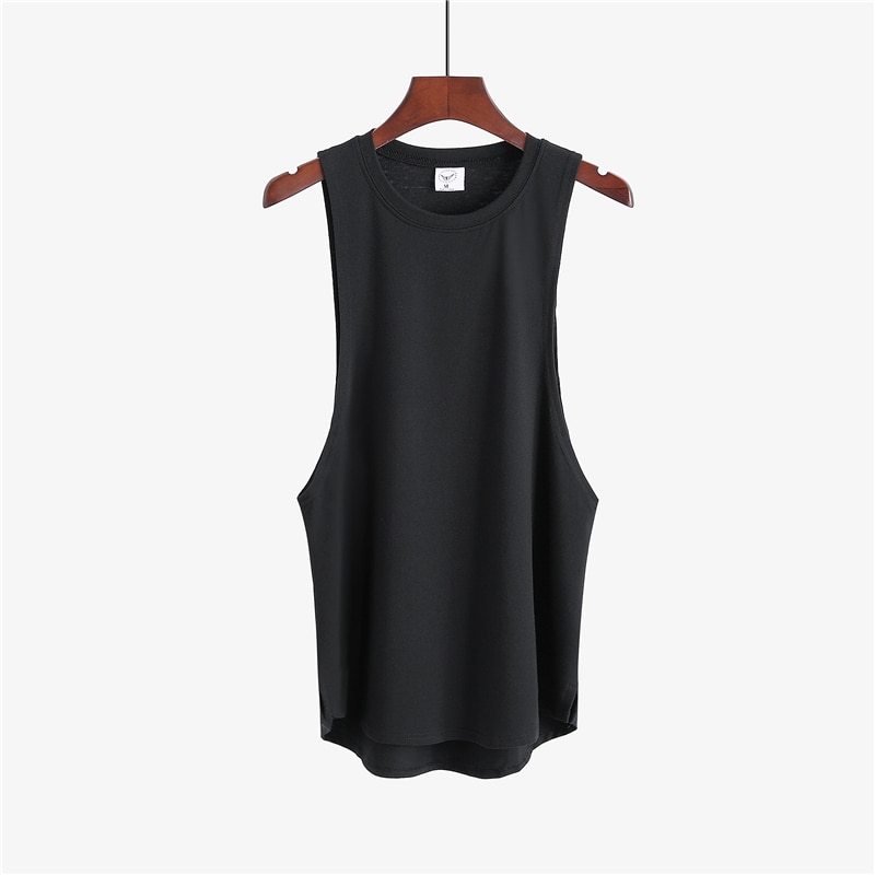 Sommer gym klær merke singlet canotte bodybuilding stringer tank topp menn fitness skjorte muskel ermeløs vest tanktop: Svart / M