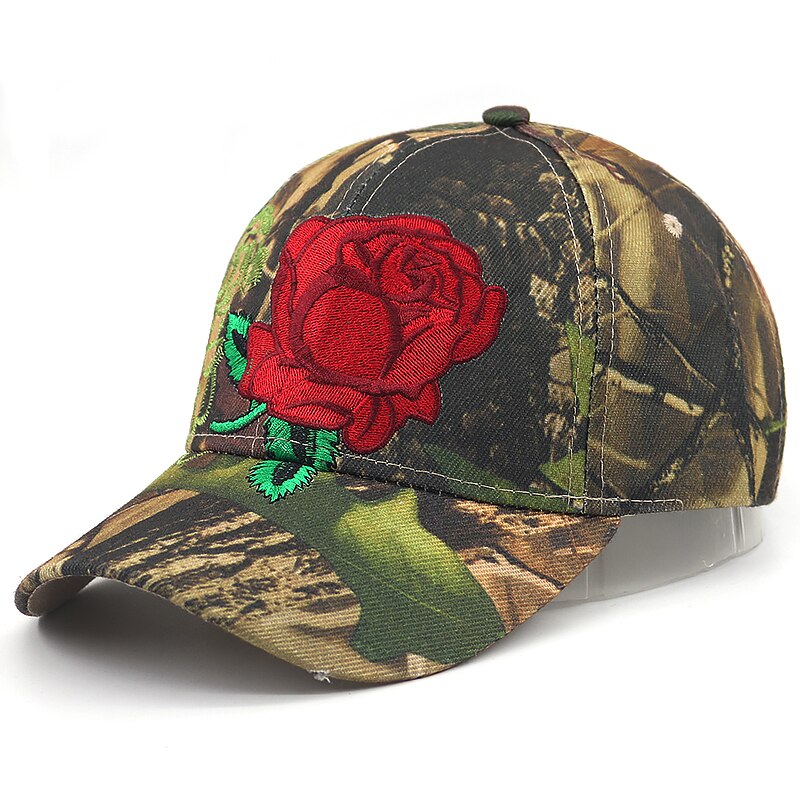 Rode bloem borduren Camouflage baseball cap voor vrouwen katoen verstelbare vrouwelijke snapback hoed hip hop wandelen caps