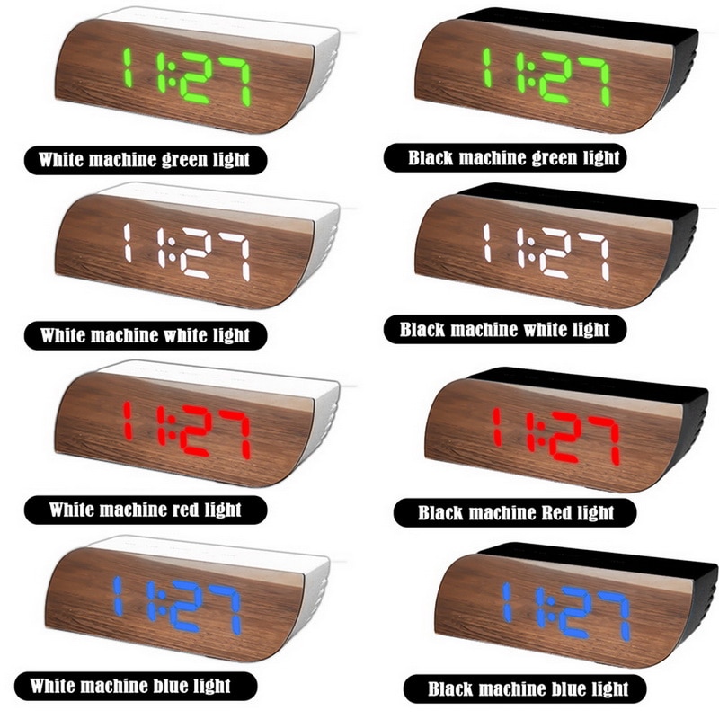 Veilleuses numérique miroir horloge LED réveil batterie utilisation température Snooze fonction bureau horloges Table horloge décor à la maison