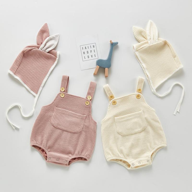 2 Stuks Set Baby Boy Bodysuit Meisjes Kleding Set Lente Baby Katoenen Jumpsuit + Hoeden Peuter Baby Jongens meisjes Outfits