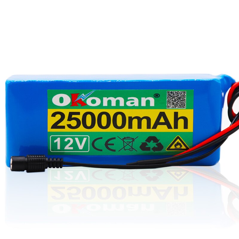 original 18650 12V Battery pack Large capacity 12v 25ah 18650 lithium battery protection board 12v 25000mAh capacity+Charger