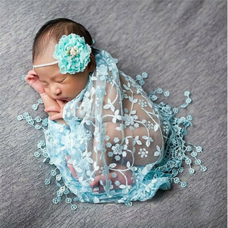 Newborn Baby Infant Floral Lace Shawl Receiving Blankets Summer Cute Thin Blanket Shawls Bebe Kids Photography Photo Props Shawl