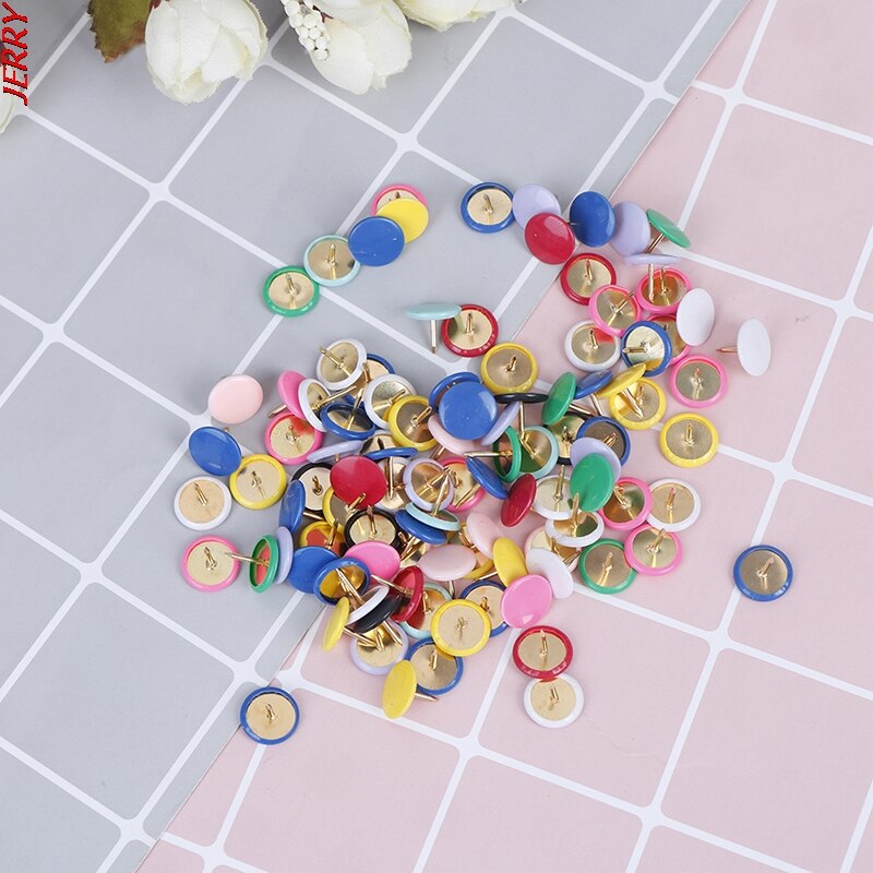 100 Round Pushpins Tack Pin Bulletin Board Cork Paper Map Point Office Binding Supply